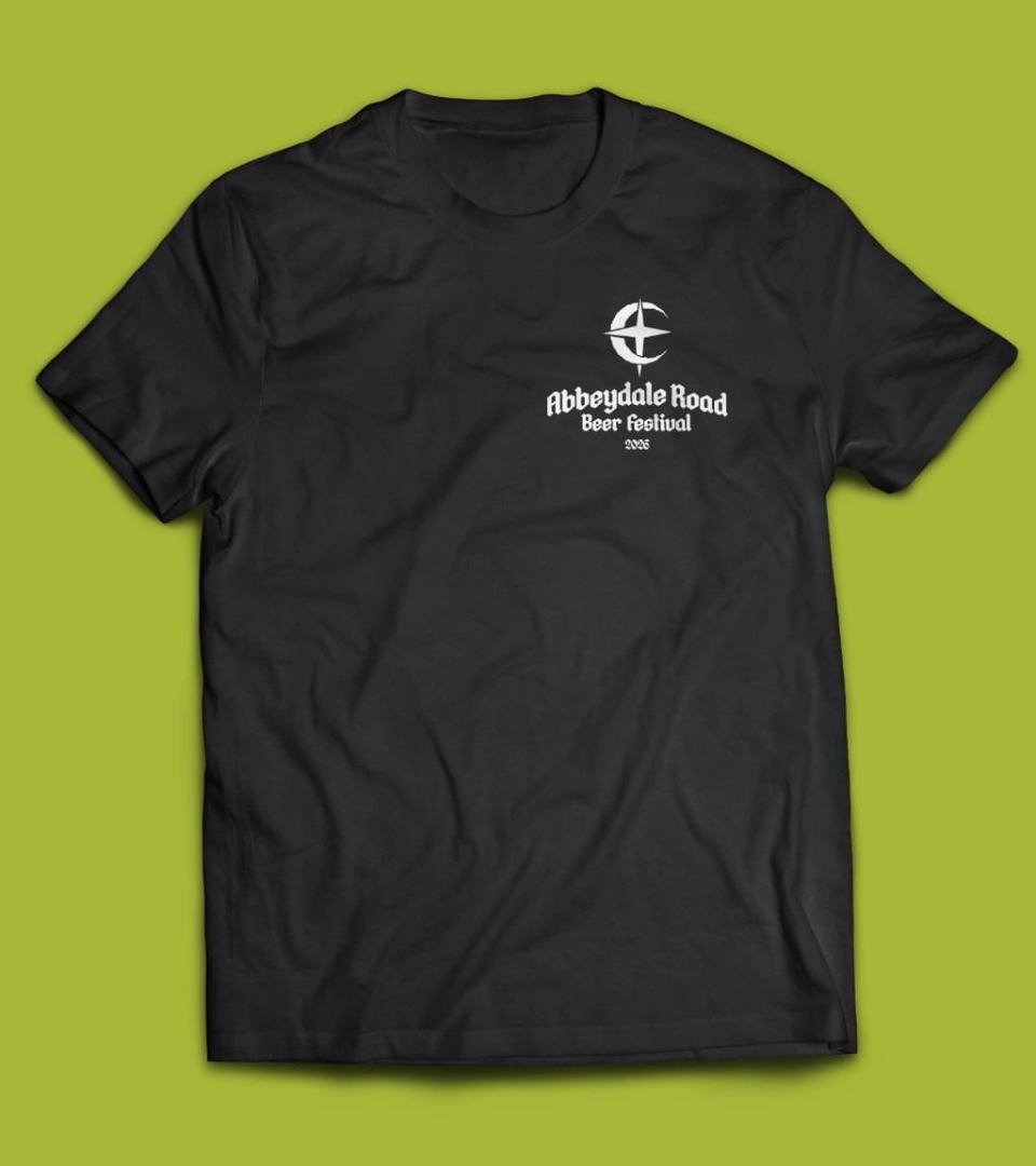 Front of Official Abbeydale Road Beer Festival 2026 T-Shirt
